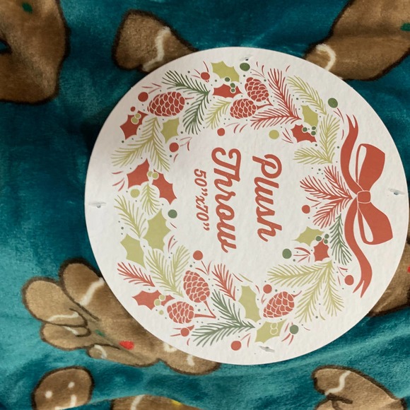 Christmas Gingerbread Man Plush Yoga Throw Plush Oversized Blanket Holiday brown - Picture 8 of 9